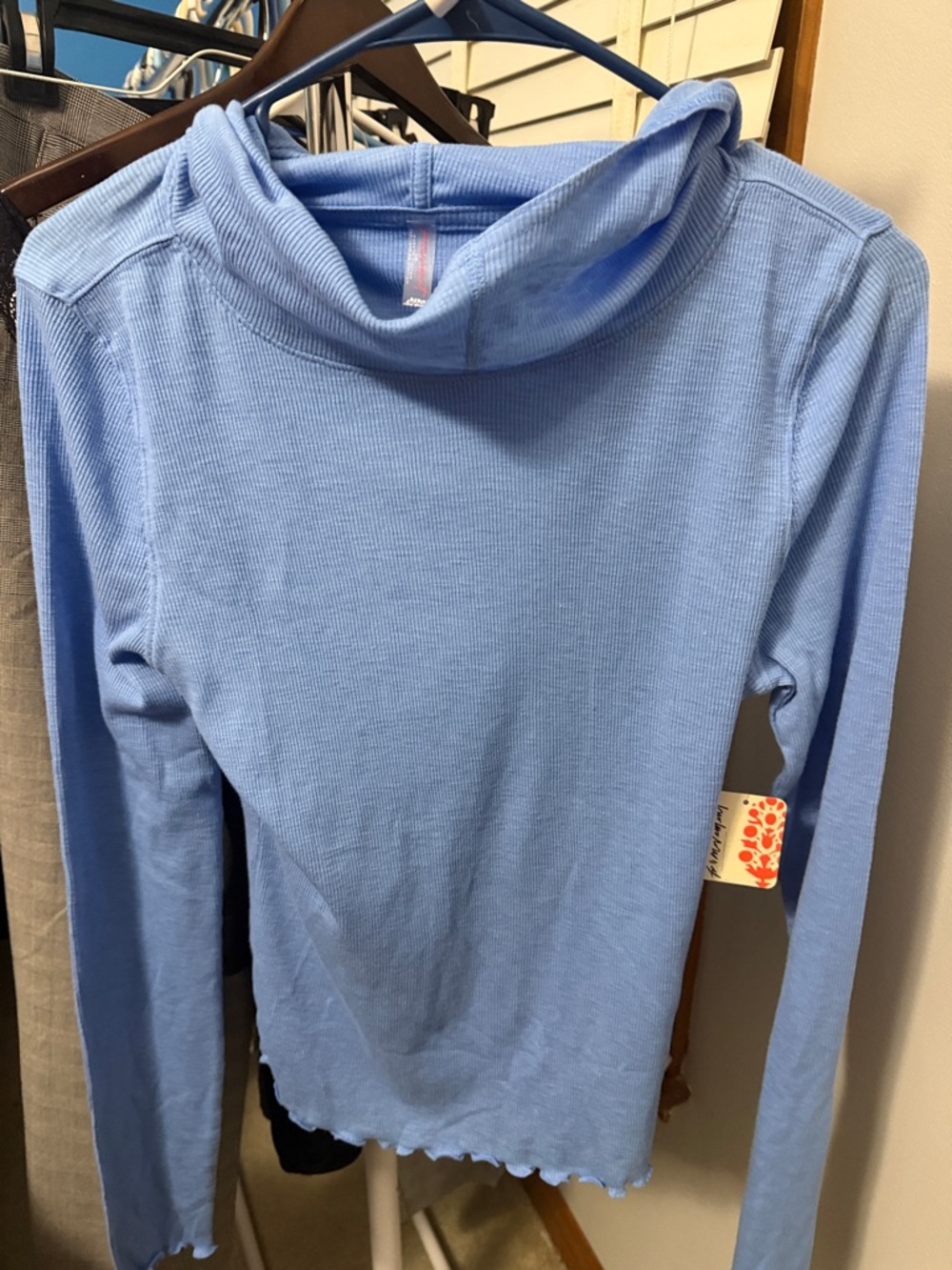 FP Movement by Free People Powder Blue Ribbed Cowl Neck Sweater